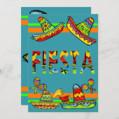 メキシコフィエスタシンコデマヨ招待状ティール(緑がかった色) 招待状 (正面/裏面)