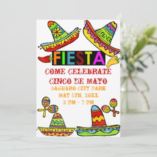 メキシコフィエスタシンコデマヨ招待状白 招待状 (スタンド正面)