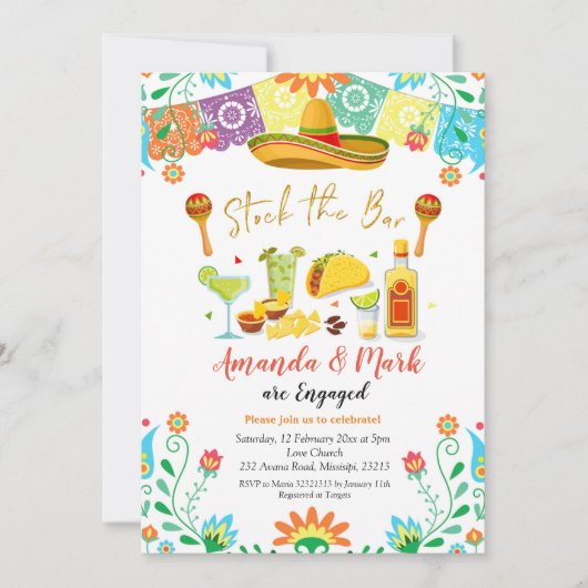 メキシコフィエスタストックザバー婚約パーティ 招待状 (正面)