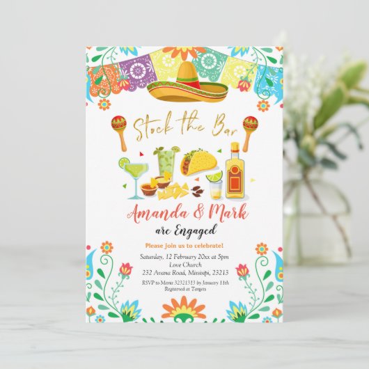 メキシコフィエスタストックザバー婚約パーティ 招待状 (スタンド正面)