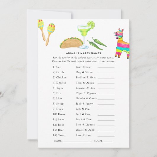 メキシコフィエスタタコゲーム 招待状 (正面)