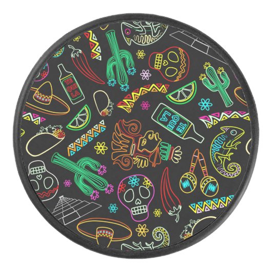 メキシコフィエスタパターン アイスホッケーパック (正面)