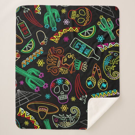 メキシコフィエスタパターン シェルパブランケット (正面)