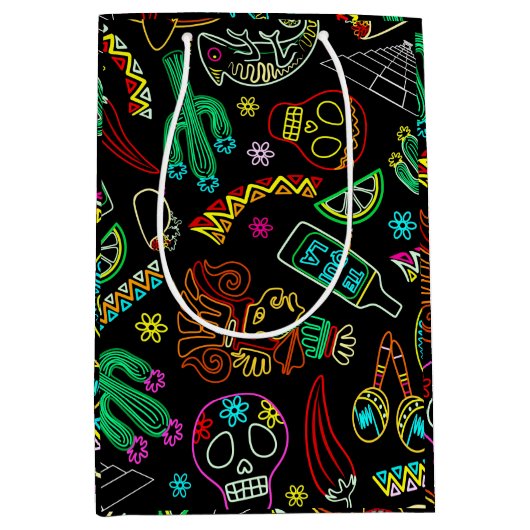 メキシコフィエスタパターン ミディアムペーパーバッグ (正面)