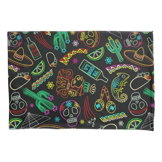 メキシコフィエスタパターン 枕カバー (正面)