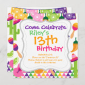 メキシコフィエスタパーティーソンブレロサグアロライムペッパー 招待状 (正面/裏面)