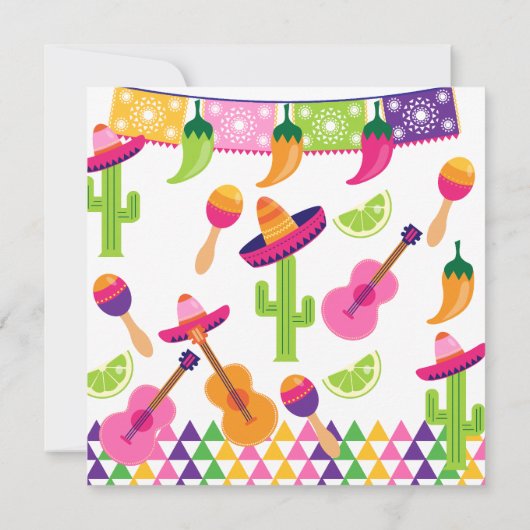 メキシコフィエスタパーティーソンブレロサグアロライムペッパー 招待状 (裏面)