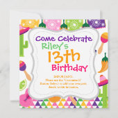 メキシコフィエスタパーティーソンブレロサグアロライムペッパー 招待状 (正面)