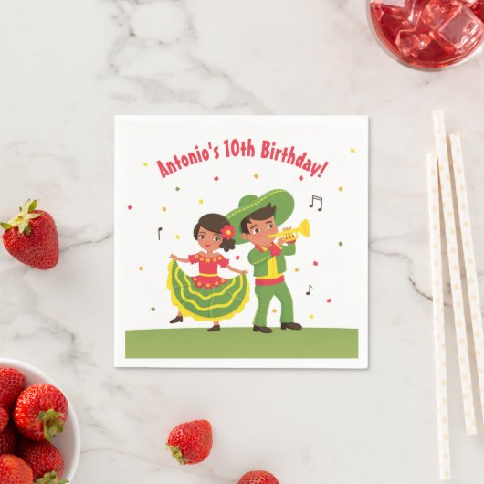 メキシコフィエスタヒスパニック子供の誕生日パーティーナプキン スタンダードカクテルナプキン (インサイチュ)