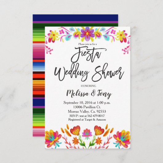 メキシコフィエスタフローラウェディングシャワー招待状 招待状 (正面/裏面)