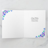 メキシコフィエスタブルーパープルフローラ写真誕生日 カード (内部)