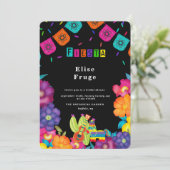 メキシコフィエスタヴィヴィヴィヴィッド花模様ブライダルシャワー 招待状 (スタンド正面)