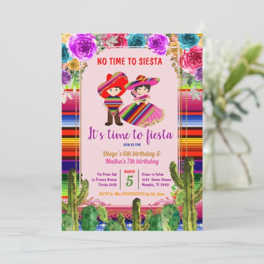 メキシコフィエスタ兄弟姉妹誕生日招待状 招待状 (スタンド正面)