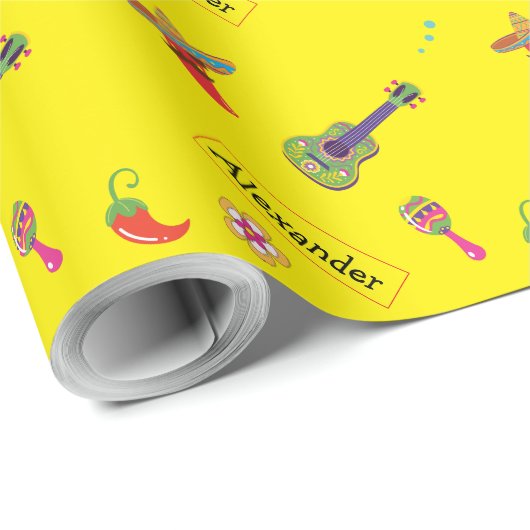 メキシコフィエスタ名前をカスタムする誕生日ラッピング紙 ラッピングペーパー (ロールコーナー)