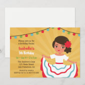 メキシコフィエスタ かわいいヒスパニック系女子 誕生日パーティー 招待状 (正面/裏面)