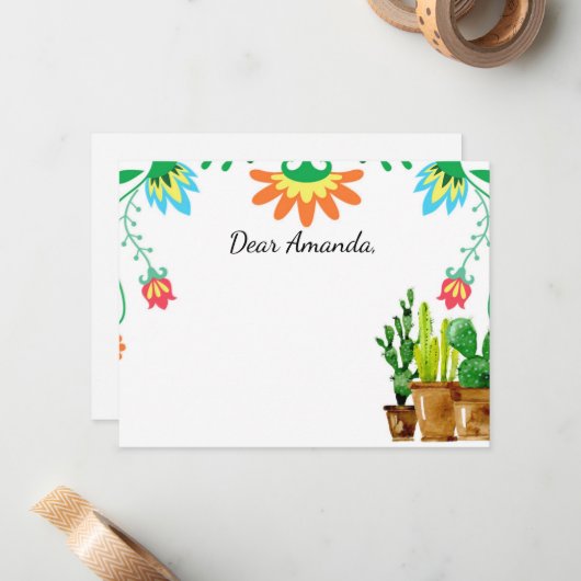 メキシコフェスタのタイムカプセルのメッセージカードのゲストブック ノートカード (正面/裏面インサイチュ)