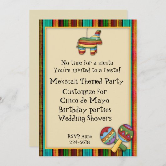 メキシコフェスタのテーマの招待状 招待状 (正面/裏面)