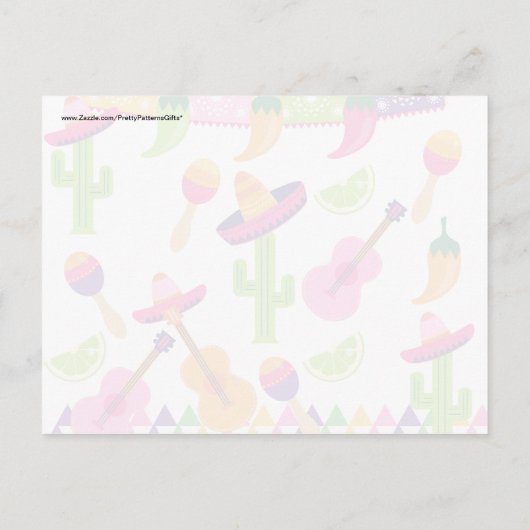 メキシコフェスタのパーティーのソンブレロのサグアロのライムのコショウ インビテーションポストカード (裏面)