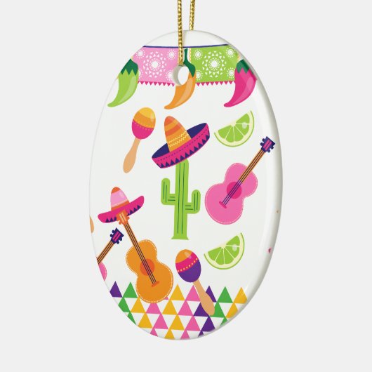 メキシコフェスタのパーティーのソンブレロのサグアロのライムのコショウ セラミックオーナメント (左)