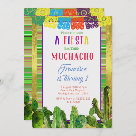 メキシコフェスタのパーティーのバースデー・カード 招待状 (正面/裏面)