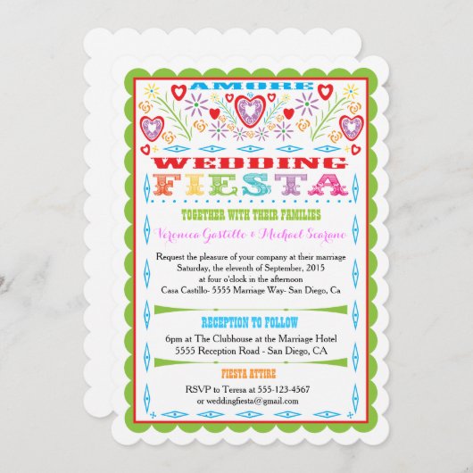メキシコフェスタの結婚式の発表の招待状 招待状 (正面/裏面)