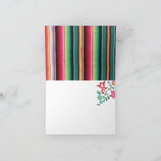 メキシコフェスタの花のグリッターはノート感謝していしています サンキューカード (内部)