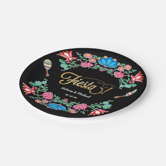 メキシコフェスタの花のパーティーのプレート ペーパープレート (アングル)