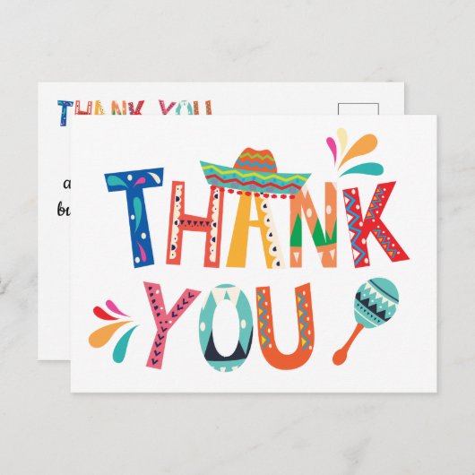 メキシコフェスタはノートの郵便はがき感謝していしています インビテーションポストカード (正面/裏面)