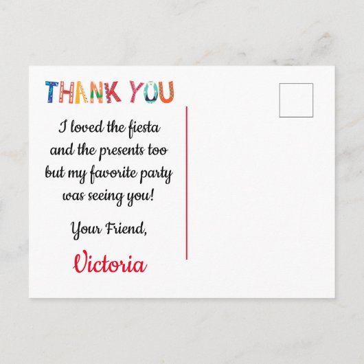 メキシコフェスタはノートの郵便はがき感謝していしています インビテーションポストカード (裏面)
