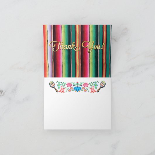 メキシコフェスタはメッセージカードのフェイクなグリッター感謝していしています サンキューカード (内部)