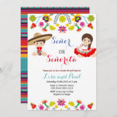 メキシコフェスタSeñorかSeñoritaの性は明らかにします 招待状 (正面/裏面)