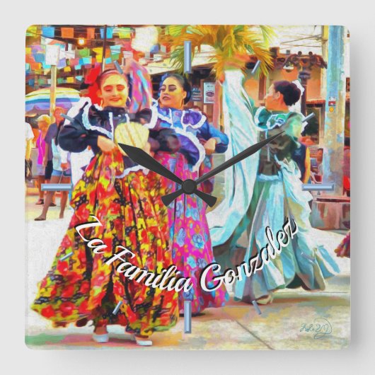メキシコフェスティバルダンサー家族2549 スクエア壁時計 (正面)