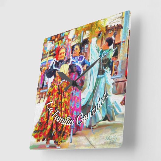 メキシコフェスティバルダンサー家族2549 スクエア壁時計 (傾斜)