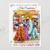 メキシコフェスティバルダンサー2549誕生日カード サンキューカード (正面/裏面)