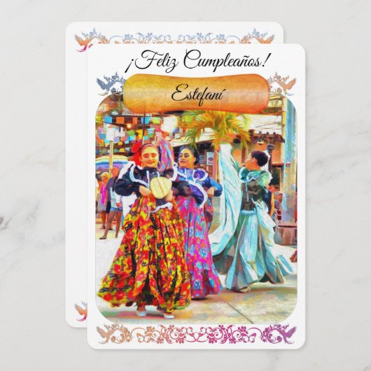 メキシコフェスティバルダンサー2549誕生日カード サンキューカード (正面/裏面)