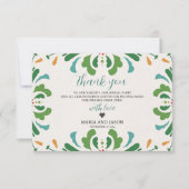 メキシコフォークアーカラフルトフローラ結婚フィエスタ サンキューカード (正面)