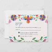 メキシコフォークアーカラフルトフローラ結婚フィエスタ 出欠カード (正面)