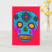 メキシコフォークアートシュガースカル カード (黄色い花)