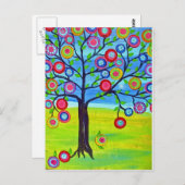 メキシコフォークアートスタイルツリー・オブ・ライフ ポストカード (正面/裏面)