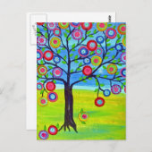 メキシコフォークアートスタイルツリー・オブ・ライフ ポストカード (正面/裏面)