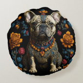 メキシコフォークアートフランスのブルドッグ ラウンドクッション (裏面)