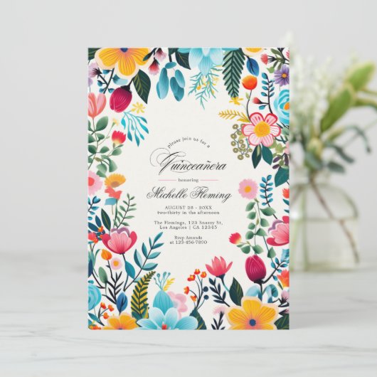 メキシコフォークアートフローラキンセアニラ写真 招待状 (スタンド正面)