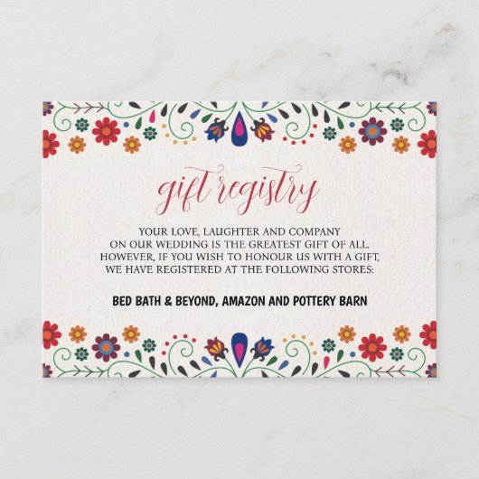 メキシコフォークアートフローラボタニカルフィエスタ結婚ズ エンクロージャーカード (正面)