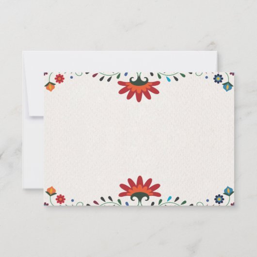 メキシコフォークアートフローラボタニカルフィエスタ結婚ズ 出欠カード (裏面)