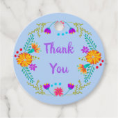 メキシコフォークアートライトブルーフローラありがとう フェイバータグ (正面)