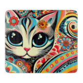メキシコフォークアート抽象芸術キティキャットタラベラスタイル カッティングボード (正面)