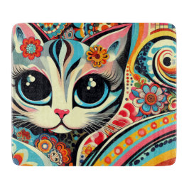 メキシコフォークアート抽象芸術キティキャットタラベラスタイル カッティングボード