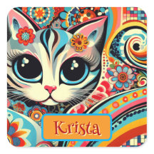 メキシコフォークアート抽象芸術キティパーソナライズされたネコ
