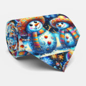 メキシコフォークアート雪だるま雪だるま差出人住所 ネクタイ (ロール)