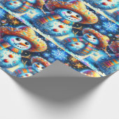 メキシコフォークアート雪だるま雪だるま差出人住所 ラッピングペーパー (角)